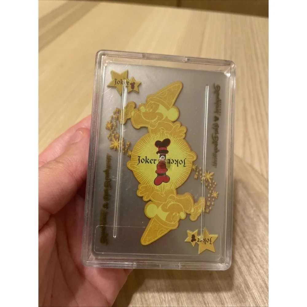 Disneyland Mickey Fantasia Clear Waterproof Plastic Playing Cards IN HARD CASE